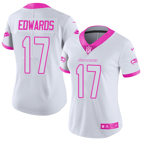 Women's Limited Braylon Edwards Nike Jersey White/Pink - #17 Rush Fashion NFL Seattle Seahawks